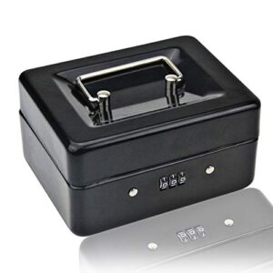 Caisse à Monnaie Sécurisée, Métal Durable, 15x12x8cm (Noir, Petit)