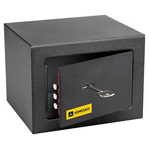 Coffre-fort HomeSafe HV15K: Serrure de Qualité Supérieure à Clé, 15x20x17cm!